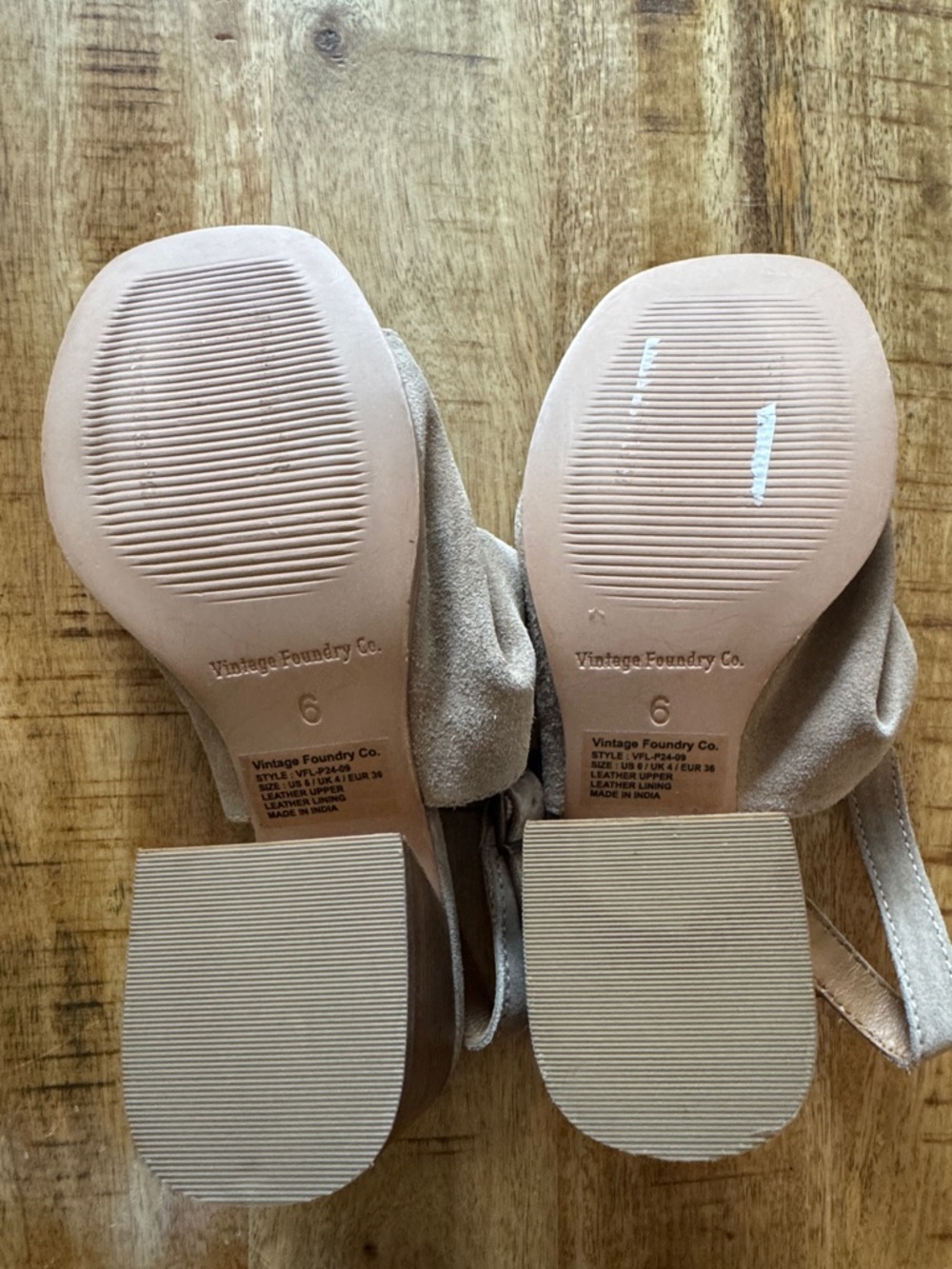 Vintage Foundry Jayden Women's Tan Suede Block Heel Slingback Sandals NEW SZ 6 - Picture 5 of 7